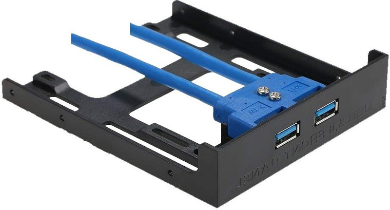 LipiWorld USB 3.0 Front Panel Hub 2 Port Expansion Bay 20 Pin to USB3.0 60cm Bracket Adapter Cable for PC Desktop 2.5" Floppy Bay USB Adapter(Black)