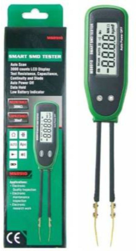DHRUV-PRO MS8910 Smart SMD Tester Used to Measuring SMD (Surface Mounting Device), RC Resistance Capacitance Diode Multi Tester Continuity Checking Function Multimeter 3000 counts LCD display Auto Scanning Manual Ranging Tester Auto Scan with 2 Backup Test Pins Clamp Meter Multi Meter Mastech Digita