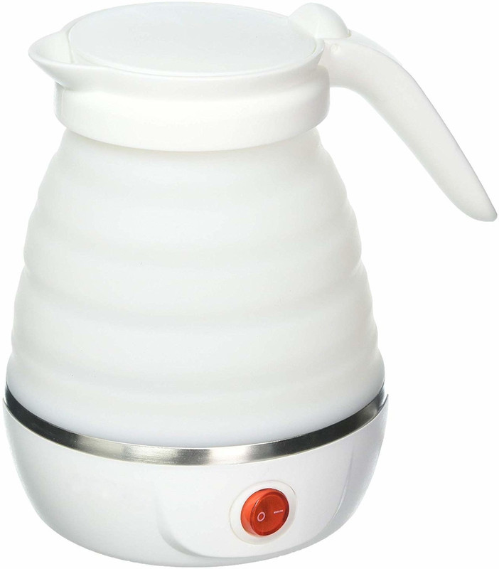 RUMPES Large Travel Kettle, Foldable Electric Kettle Silicone Collapsible Tea Kettle Lightweight Kettle Portable Silica Gel Kettle Business Trip Electric Kettle- 100-240V Electric Kettle(0.75 L, White)