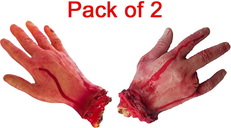 Sage Square Combo of Fake Cosmetic Bloody Arm Hand for Prank Halloween Party Props Cosplay Decorations (Set of 2 Short Hand) Bloody Arm Hand Gag Toy