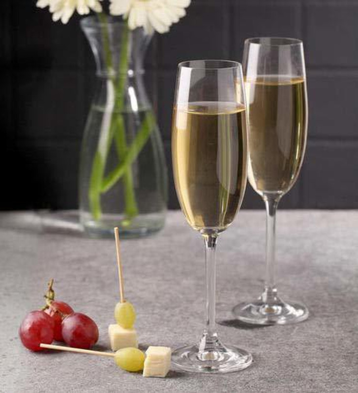 Qianli (Pack of 2) Empire Red Wine Glass Set, 200 ml, Set of 2, Transparent Glass Set Champagne Glass(200 ml, Glass, Clear)