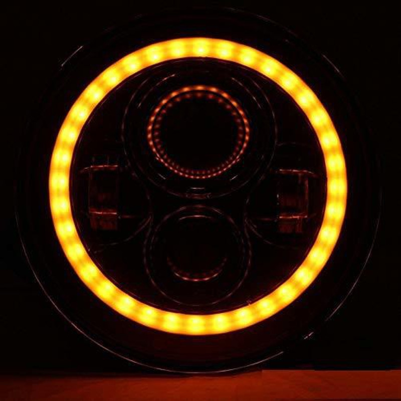 Golden Fox 50W 4 LED Headlight with Angel Eye Projector Dual DRL Color, H4 Type for Bullet and Jeep Projector Lens