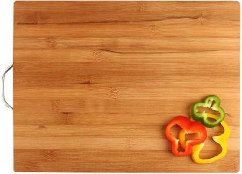 ShopiMoz Natural/Wooden Chopping Cutting Board with Handle for Kitchen Wooden Cutting Board(Beige Pack of 1 Dishwasher Safe)