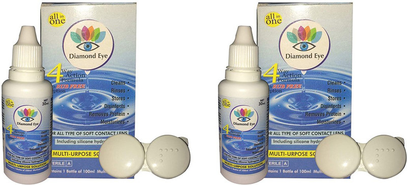 soft eye Contact Lens 30ML Cleaning Solution With Contact Lens Case Box with Mirror (Pink Color) Solution(30 ml)