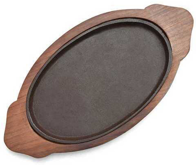 HAINE Cast Iron Sizzler tray with Wooden Base Sizzler Tray