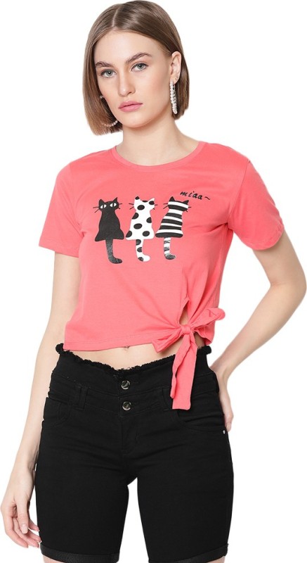 V2 Retail Limited Casual Regular Sleeve Printed Women Pink Top