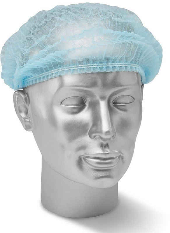 Uniqon (Pack Of 50 Pcs) Premium Unisex Net Hair Covers Disposable (Blue Color) Stretchable Mob Cap, Bouffant Cap, Strip Cap, Non-woven Cap, Surgical & Cooking Cap For Food Hygiene Catering