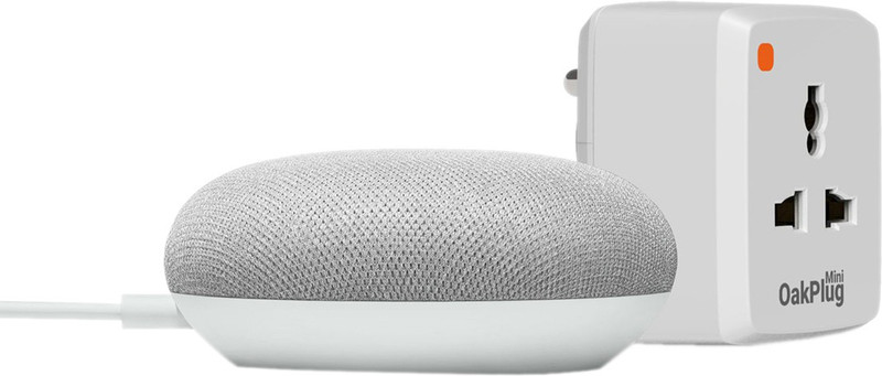 Google Nest Mini with Oakter WiFi Smart Plug 6 Amp with Google Assistant Smart Speaker(Chalk)