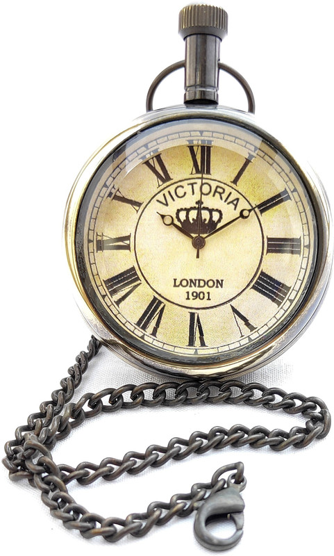 k.v handicrafts Brass Antique Indian Look Pocket Watch 00308 Brass Brass Pocket Watch Chain