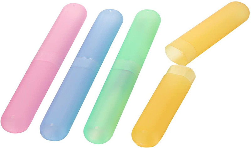 AMAZEE Travel Toothbrush Holder Case Plastic Cap Cover Portable Storage Holder Toiletry Carry Box – Easy to Store and Dustproof Tube Container ( Pack of 4, Multicolor ) Toothbrush Case