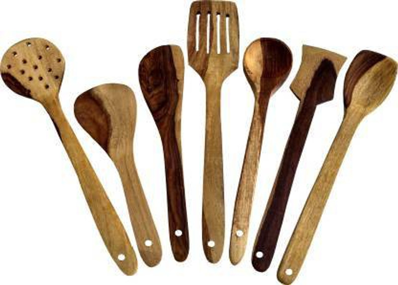 WOODINCLINE 1023 Wooden Spatula Wooden Spatula(Pack of 7)