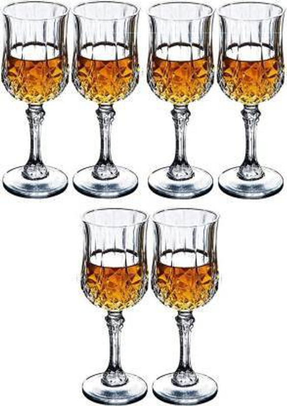 SARDAR CREATION (Pack of 6) 100% crystal Clear Elegant Reg Wine 220 ml set of 6 Glass Set Wine Glass(220 ml, Glass, White)