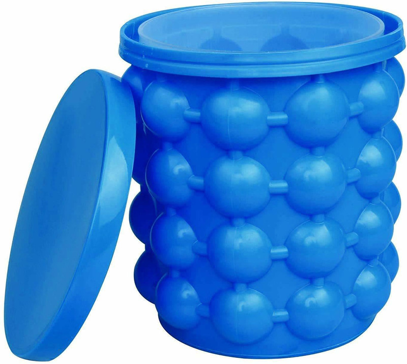 Shri Hari Enterprise 1 L Silicone Silicone Ice Cube Maker Bucket Revolutionary Space Saving Ice-Ball Makers Ice Bucket(Blue)