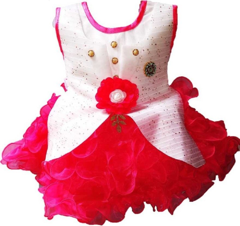 paras pooja garments Girls Midi/Knee Length Party Dress(Multicolor, Sleeveless)