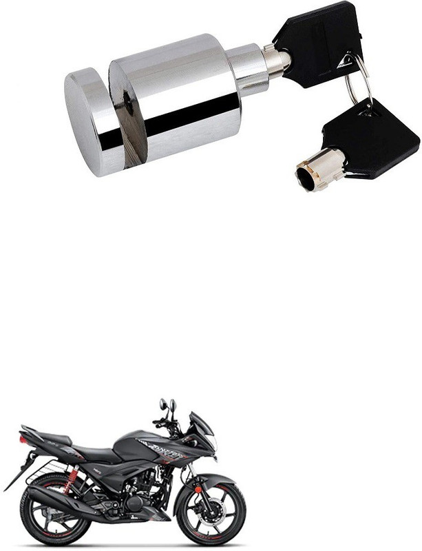 Qiisx Heavy Duty Disc Brake Lock Anti Theft Stainless Steel 7mm Pin Wheel Locking Security Lock for Bike and Motorcycle (Chrome)_Hero Ignitor Disk_RoundX_1269 Disc Lock(Silver)