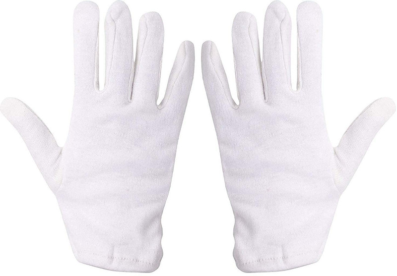 malvina Women's Cotton Hand Summer Gloves for Protection From Sun Burn/Heat Inner Gloves(White)