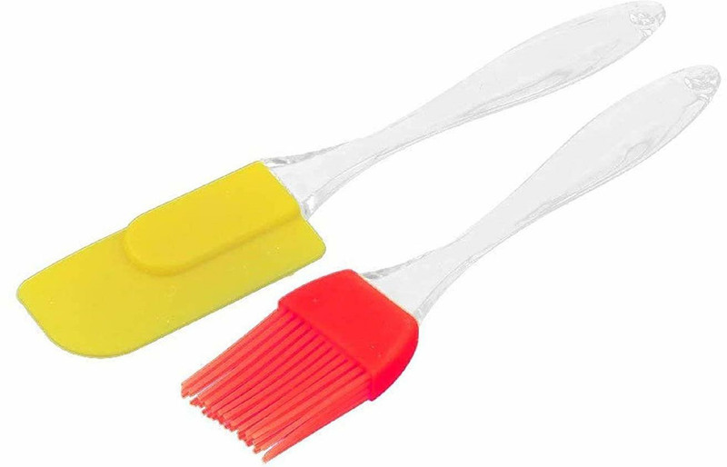 mega shine New Silicone Oil Brush & Spatula For applying Butter/Oil, Cake Mixer, Decorating, Cooking,etc (Multicolor) silicon Flat Pastry Brush