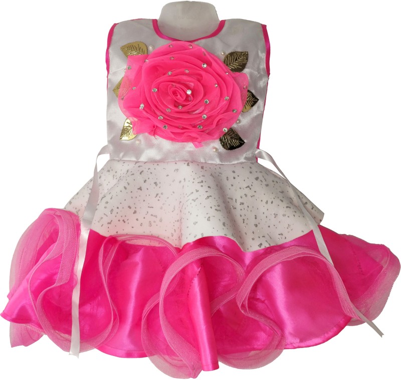 NEW GEN Girls Midi/Knee Length Party Dress(Pink, Sleeveless)