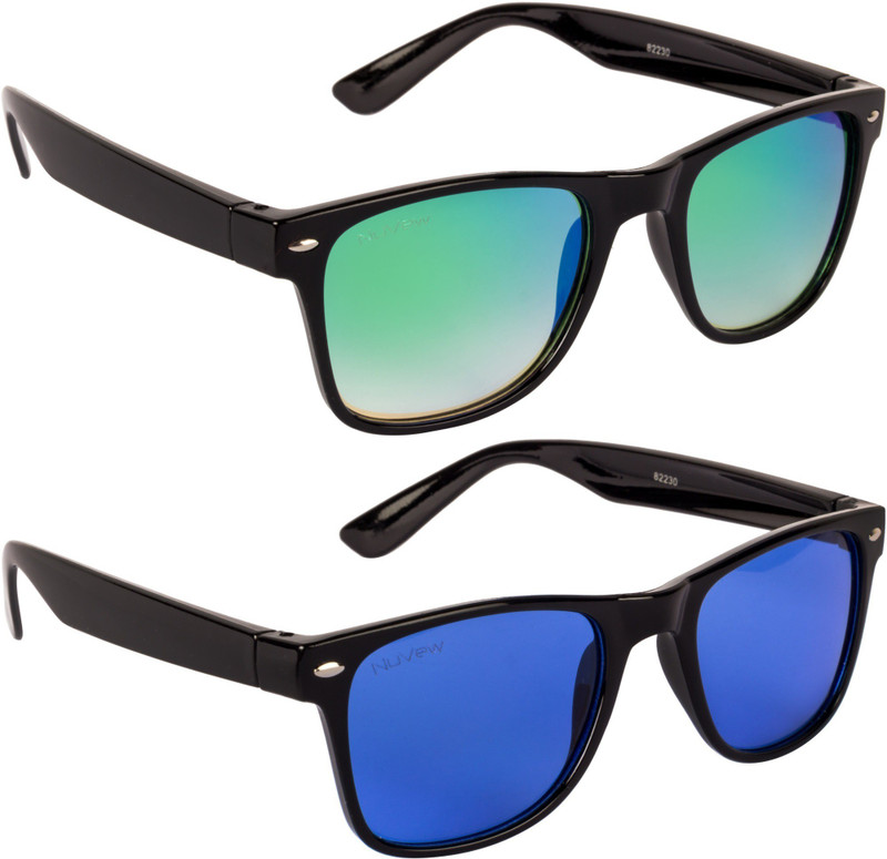 NuVew Wayfarer Sunglasses(For Men & Women, Green, Blue) NuVew Wayfarer Sunglasses(For Men & Women, Green, Blue)