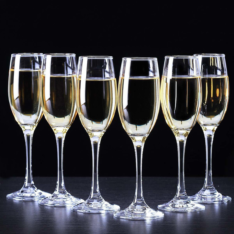 MOOZICO (Pack of 6) Wine Glass, Red or White Wine, Champagne Flutes, Glass Glass Set (170 ML) Glass Set Champagne Glass(170 ml, Glass, Clear)