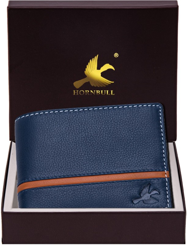 HORNBULL Men Blue Genuine Leather Wallet(6 Card Slots)