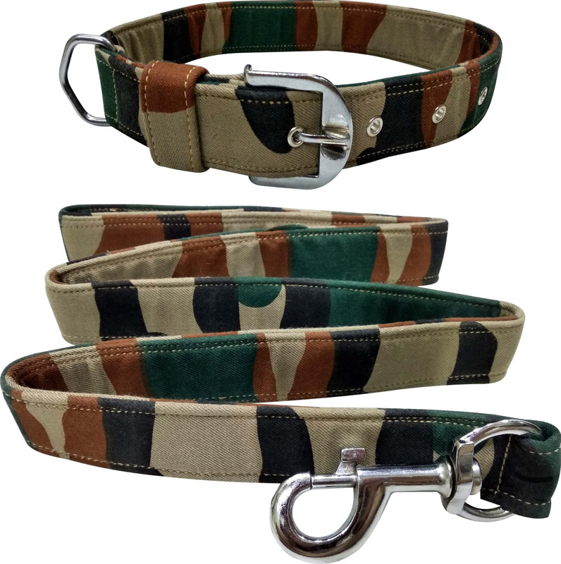 BODY BUILDING Premium Quality Nylon 3D Army Printed 1.5 inch Dog Collar Belt, Dog Belt Neck Size 51 cm to 62 cm Specially for Big Dogs 1.5m Lengthy Dog Collar & Leash(Large, Multicolor1)