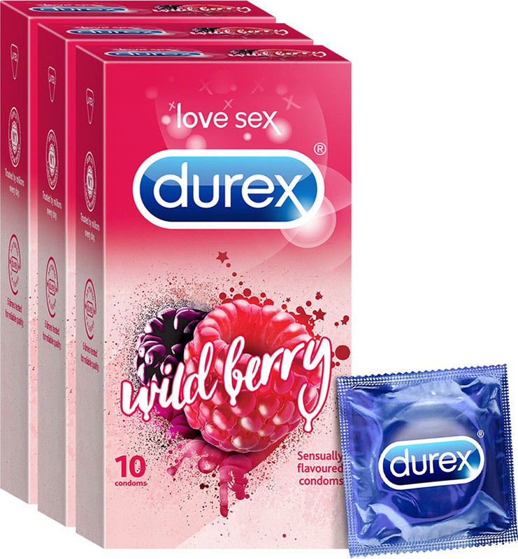 DUREX Wildberry Flavoured Condom(Set of 3, 30 Sheets)