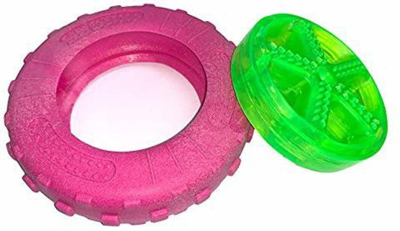 PSK PET MART Rubber Tires Extreme Dog Toy, Medium/Large (Multicolor) Rubber Squeaky Toy, Training Aid For Dog