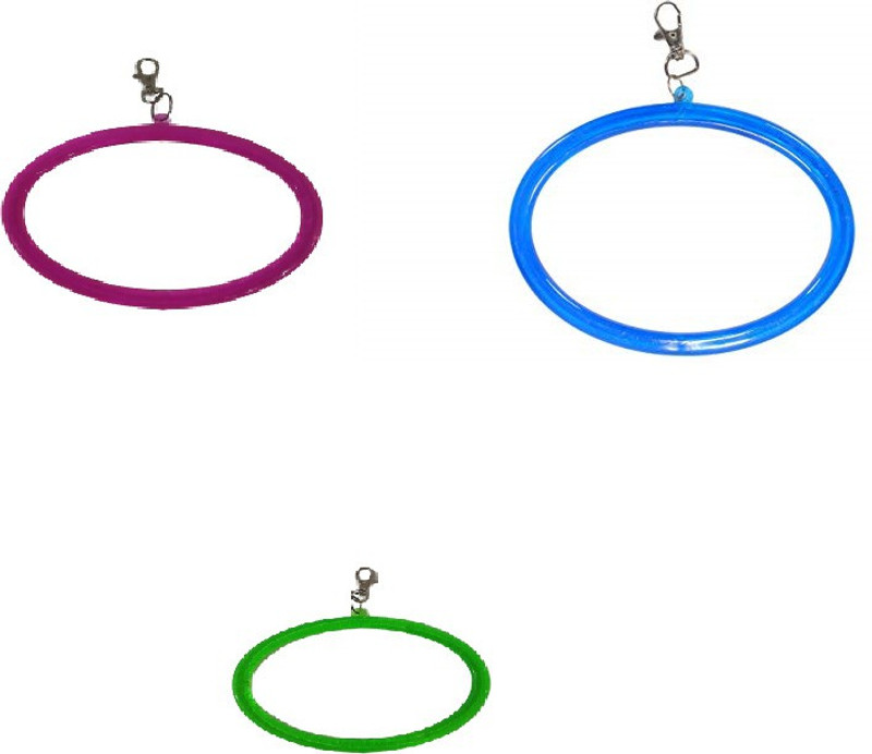 Taiyo Pluss Discovery Interactive Playful Bird Hanging Rings/Swing Oval Bird Toy/Plastic Chew Toy for Bird Cockatiel,Lovebird,Budgerigar,Finches & All Small Birds/Pack of 3 (MULTICOLOR) Plastic Chew Toy For Bird