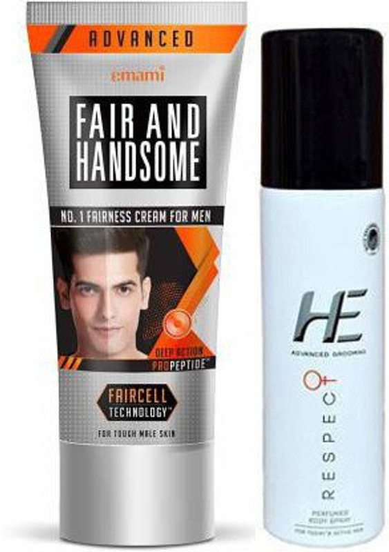EMAMI i Fair & Handsome No.1 Fairness Cream For Men 60g (60g) & Respect Perfume Body Spray - For Men 40ml(2 Items in the set)