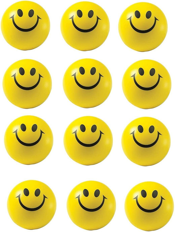 Anika Smiley face Squeeze Ball Soft Ball Pack of 12 Ball  - 17 cm(Yellow)