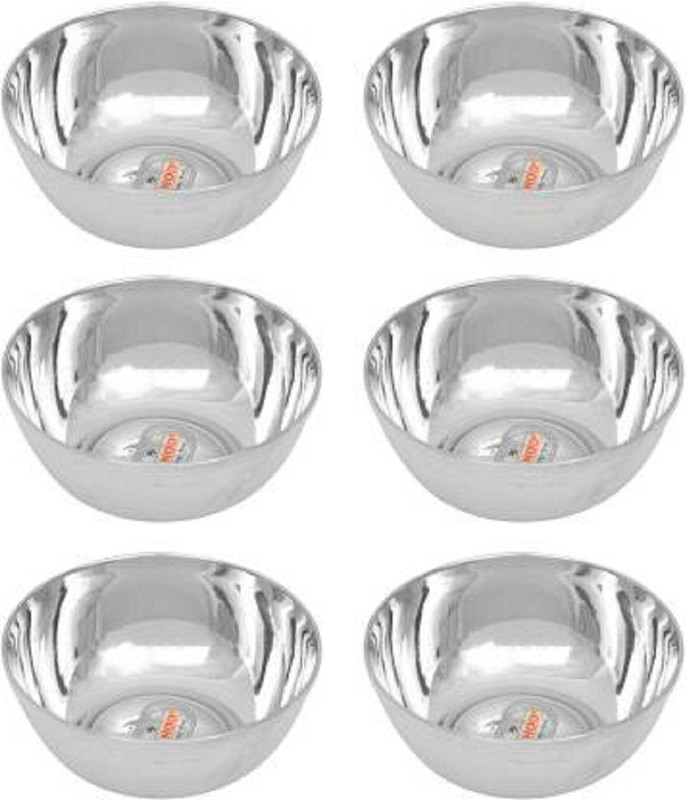 VINOD Stainless Steel Serving Bowl Stainless Steel Bowl Pack of 6 | Bowls Katori for Kitchen and Dining Serving (110 ML)(Pack of 6, Steel)