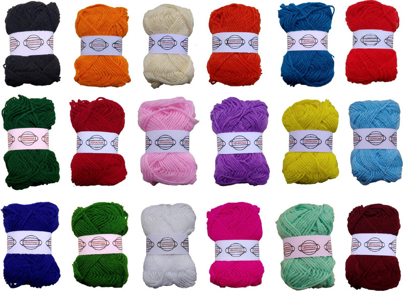 Udhayam Hand Knitting Art Craft Soft Fingering Crochet Hook Yarn, Needle Knitting Thread For Wool Ball Hand Knitting Art Craft Soft Fingering Yarn, Needle Knitting Thread dyed black,light orange,beige,dark orange,navy blue,red,dark green,dark red,light pink,purple,yellow,light blue,dark blue,light g