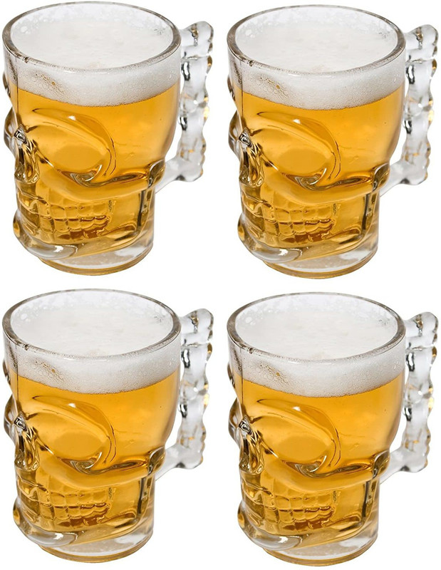 Skylo zone (Pack of 4) (Pack of-4) Home Daily Use Tableware Beer Mug, Crystal Clear Mug, 540 ml Glass Set (540 ml, Glass) Glass Set Beer Mug(540 ml, Glass, Clear)