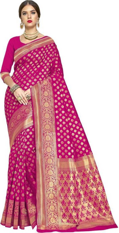 Sheetal Associates Woven Banarasi Jacquard Saree(Pink)