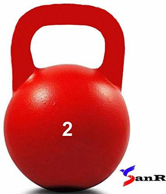 SanR Red Strength Training Kettlebell,Solid Cast Iron Kettlebell Weights (Weight 2KG) Red Kettlebell(2 kg)