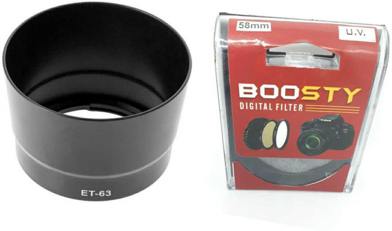 BOOSTY Photo Lens Hood + Lens UV filter EF-S 55-250mm f/4-5.6 IS STM Lens Lens Hood(58 mm, Black)