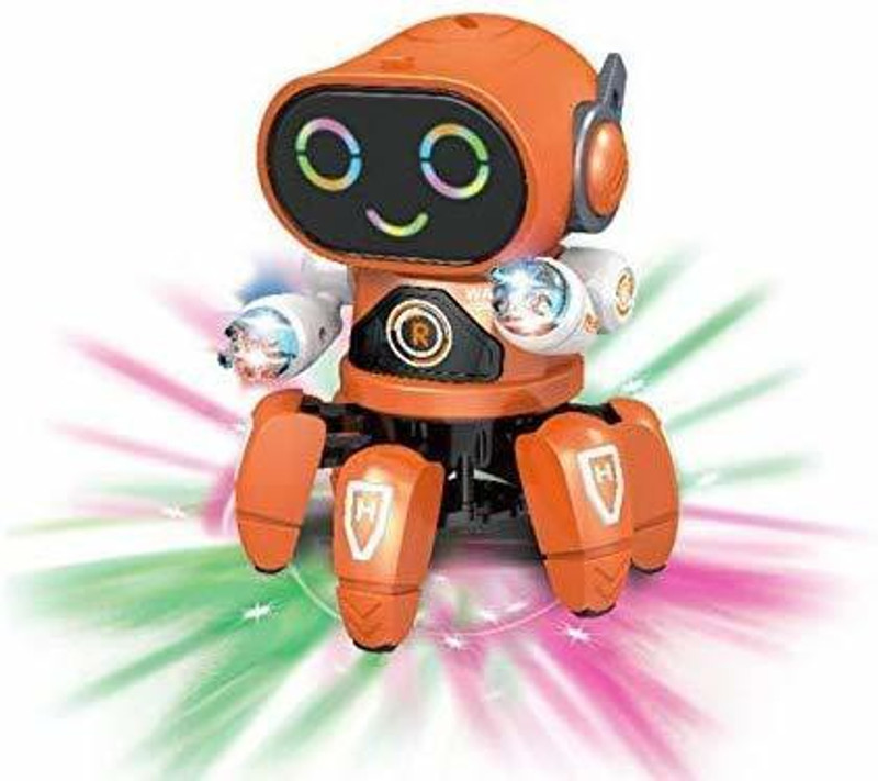 Goyal's Octopus Style Dancing Bot Robot, Colorful Lights & Music, All Direction Movement(White)