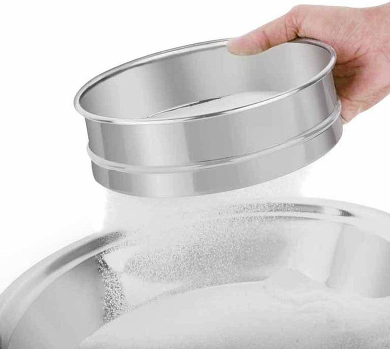 OYSTIO Stainless Steel Atta Maida Sieve Strainer, Flour Sieve/Chalni Sieve (Steel Pack of 1) Strainer(Silver Pack of 1)