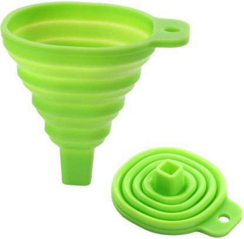 Laznia Silicone Funnel For Kitchen Retractable Silicone Oil Liquid Funnel Transfer Hopper Green Silicone Funnel(Green)