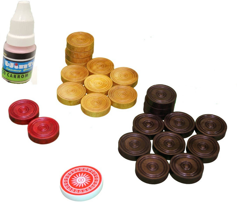 TIMA Q13Carom Coins Sets + Striker and Carrom Powder Carrom Pawns(Pack of 24)