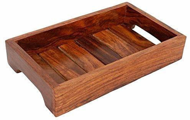 manzees Wooden Handmade Rectangle shaped Serving tray, Sheesham Handmade Tray(Microwave Safe)