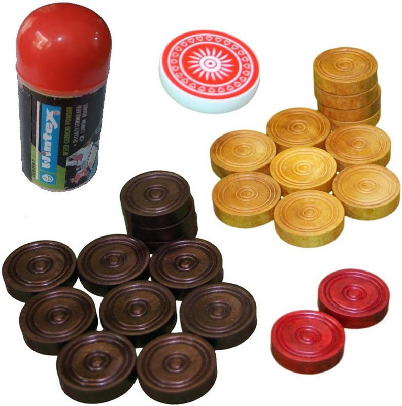 TIMA Carrom Coins Set + Striker + Carrom Powder Carrom Pawns(Pack of 24)