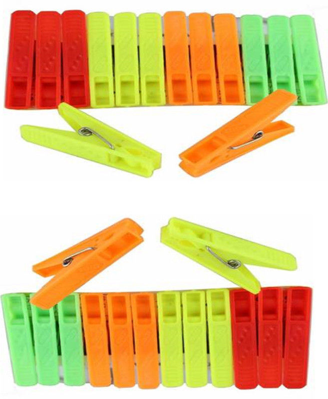 PEMIC Cloth Clips (24 pack) Plastic Cloth Clips(Multicolor Pack of 24)