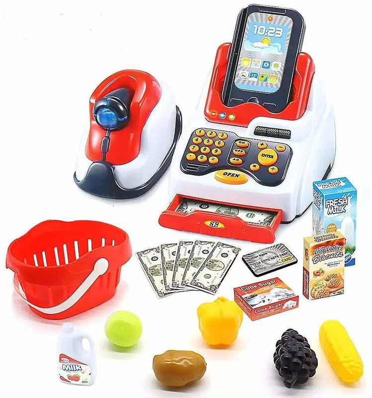 Skstore Supermarket Cash Register Play Set with Supermarket Toys with Scanner