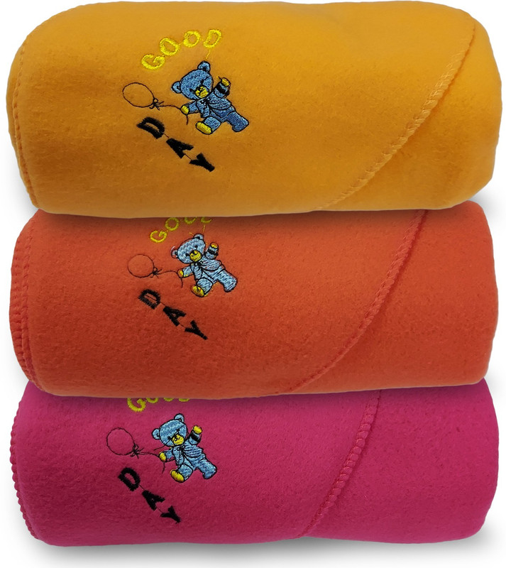 Gargshope Set of 3 Baby Blanket (Orange,Red,Pink) Hooded New Born(Fabric, Multicolor)