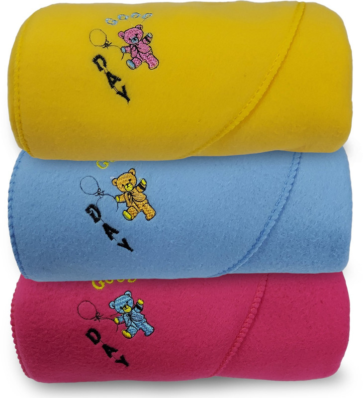 Gargshope Set of 3 Baby Blanket (Yellow,Blue,Pink) Hooded New Born(Fabric, Multicolor)