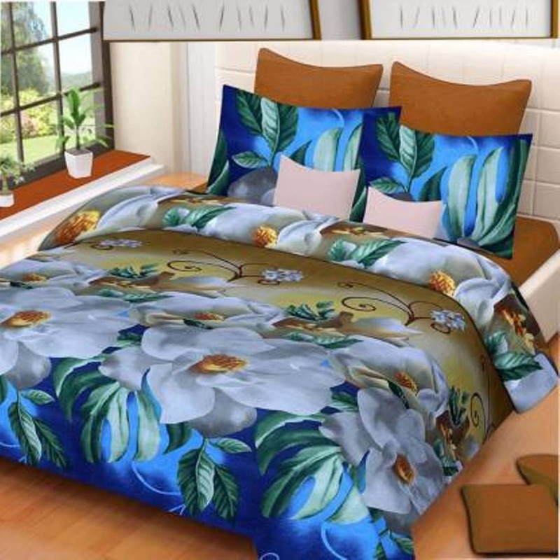 Inspiring Lifestyle 150 TC Polyester Double Printed Flat Bedsheet(Pack of 1, White)