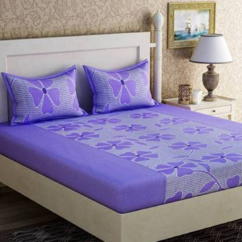 Inspiring Lifestyle 150 TC Polyester Double Printed Flat Bedsheet(Pack of 1, Purple)