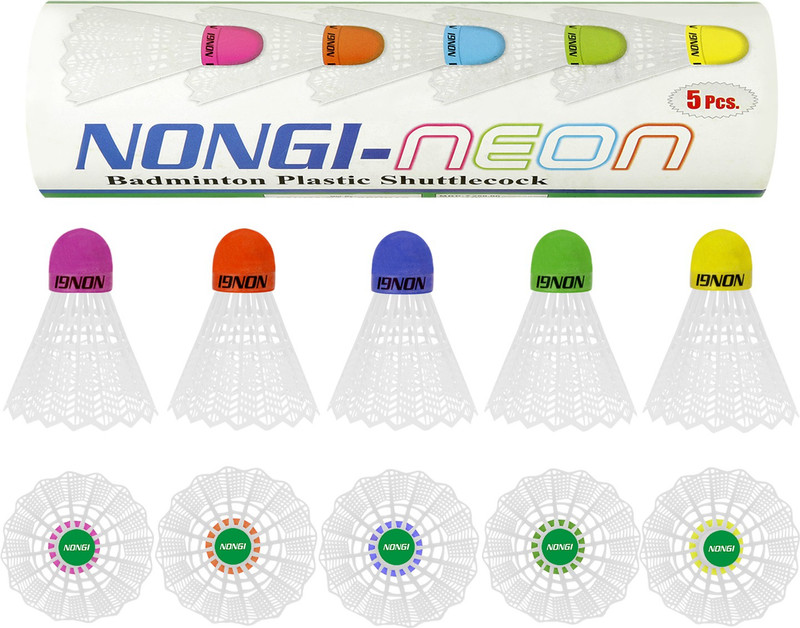 Nongi Neon Plus Combo Colored Cork Plastic Shuttle  - White(Medium, 77, Pack of 20)